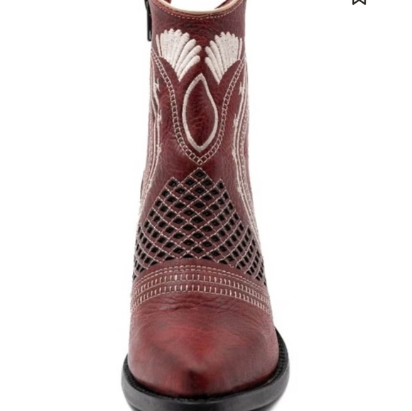 🤎🔹️FERRINI 🔹️Red leather savannah Western Ankle Boots - Picture 2 of 6